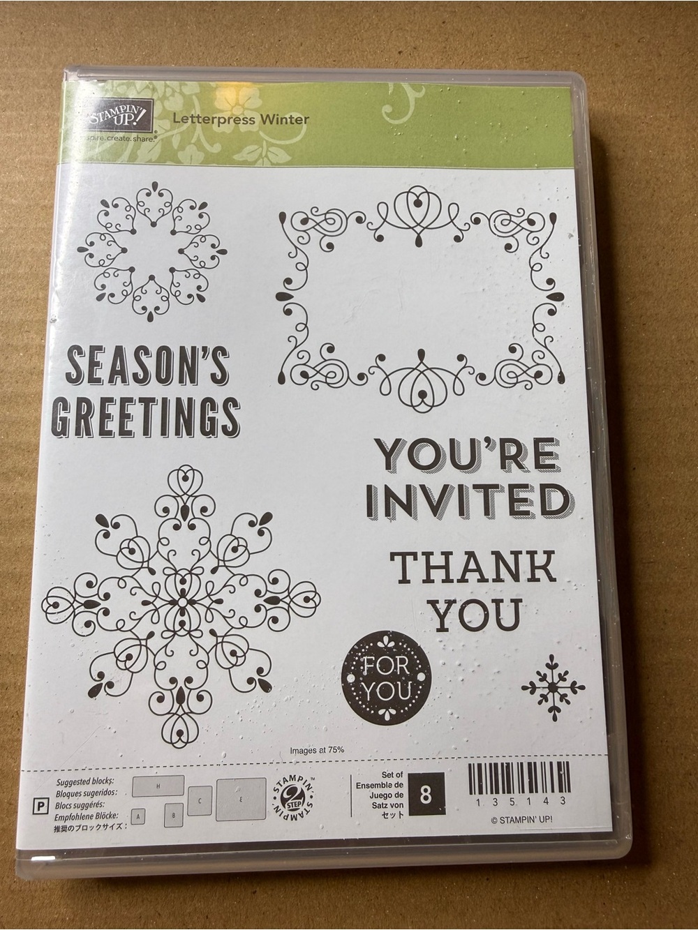 Stampin' Up! Letterpress Winter Stamp Set EUC